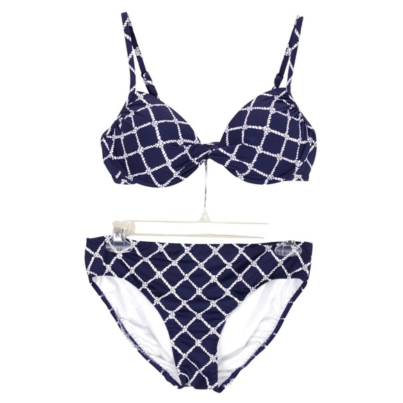 Lands' End Other - Lands' End Underwire Bikini Swimsuit 34B/36A Bottoms size S‎ Navy Twist Front